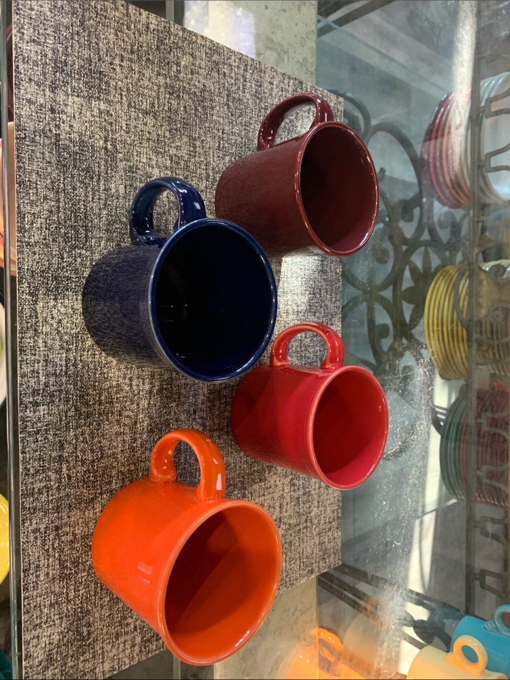 Fiesta D Handle Mug Set of 4 Cinnabar Cobalt Scarlet Persimmon Made USA
